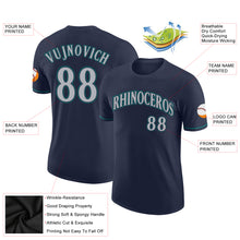 Load image into Gallery viewer, Custom Navy Gray-Aqua Performance T-Shirt
