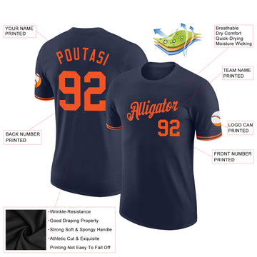 Custom Navy Orange Performance T-Shirt