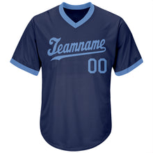 Laden Sie das Bild in den Galerie-Viewer, Custom Navy Light Blue Authentic Throwback Rib-Knit Baseball Jersey Shirt
