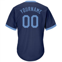 Laden Sie das Bild in den Galerie-Viewer, Custom Navy Light Blue Authentic Throwback Rib-Knit Baseball Jersey Shirt
