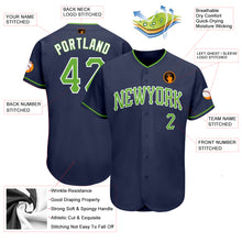 Laden Sie das Bild in den Galerie-Viewer, Custom Navy Neon Green-White Authentic Baseball Jersey
