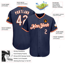 Laden Sie das Bild in den Galerie-Viewer, Custom Navy White-Orange Authentic Baseball Jersey
