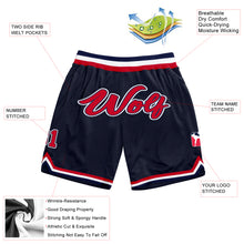 Load image into Gallery viewer, Custom Navy Red-White Authentic Throwback Basketball Shorts
