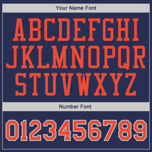 Load image into Gallery viewer, Custom Navy Orange-Gray Authentic Throwback Basketball Jersey
