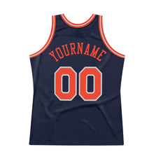 Load image into Gallery viewer, Custom Navy Orange-Gray Authentic Throwback Basketball Jersey
