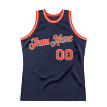 Load image into Gallery viewer, Custom Navy Orange-Gray Authentic Throwback Basketball Jersey
