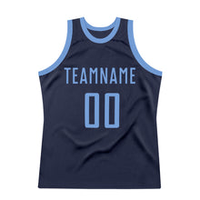 Load image into Gallery viewer, Custom Navy Light Blue Authentic Throwback Basketball Jersey
