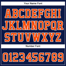 Load image into Gallery viewer, Custom Navy Orange-White Authentic Baseball Jersey
