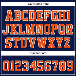 Custom Navy Orange-White Authentic Baseball Jersey