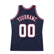 Загрузить изображение в средство просмотра галереи, Custom Navy White-Red Authentic Throwback Basketball Jersey
