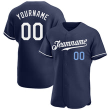Charger l&#39;image dans la galerie, Custom Navy White-Light Blue Authentic Baseball Jersey
