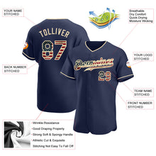 Load image into Gallery viewer, Custom Navy Vintage USA Flag-Cream Authentic Baseball Jersey
