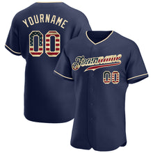 Load image into Gallery viewer, Custom Navy Vintage USA Flag-Cream Authentic Baseball Jersey
