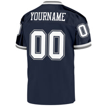 Laden Sie das Bild in den Galerie-Viewer, Custom Navy White-Gray Mesh Authentic Throwback Football Jersey
