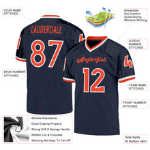 Load image into Gallery viewer, Custom Navy Orange-White Mesh Authentic Throwback Football Jersey
