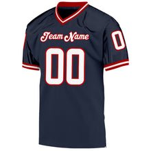 Laden Sie das Bild in den Galerie-Viewer, Custom Navy White-Red Mesh Authentic Throwback Football Jersey
