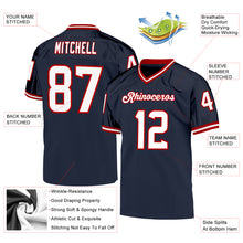 Laden Sie das Bild in den Galerie-Viewer, Custom Navy White-Red Mesh Authentic Throwback Football Jersey
