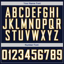 Load image into Gallery viewer, Custom Navy White-Gold Authentic Baseball Jersey
