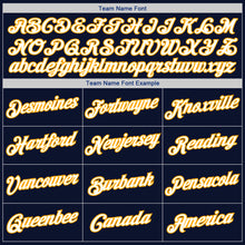 Load image into Gallery viewer, Custom Navy White-Gold Authentic Baseball Jersey
