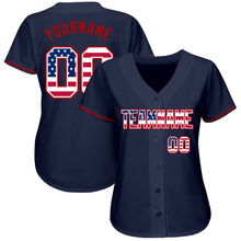 Load image into Gallery viewer, Custom Navy USA Flag-Red Authentic Baseball Jersey
