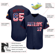 Charger l&#39;image dans la galerie, Custom Navy USA Flag-Red Authentic Baseball Jersey
