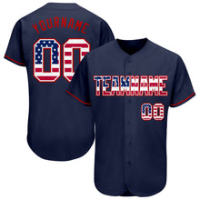 Charger l&#39;image dans la galerie, Custom Navy USA Flag-Red Authentic Baseball Jersey
