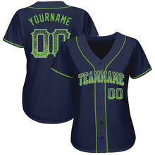 Load image into Gallery viewer, Custom Navy Neon Green-Gray Authentic Drift Fashion Baseball Jersey
