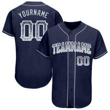 Load image into Gallery viewer, Custom Navy Silver-White Authentic Drift Fashion Baseball Jersey
