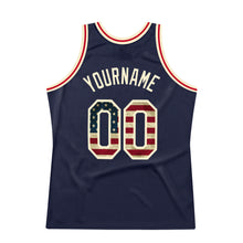 Load image into Gallery viewer, Custom Navy Vintage USA Flag-Cream Authentic Throwback Basketball Jersey
