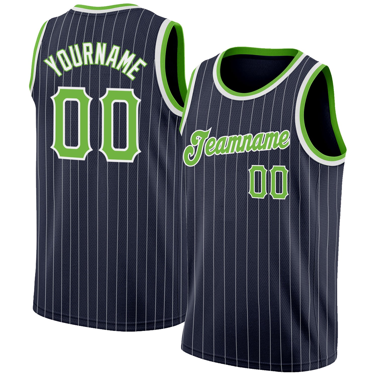 Custom Navy White-Neon Green Authentic Fade Fashion Basketball