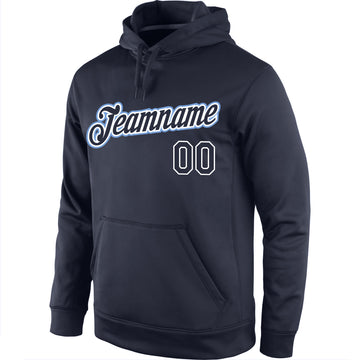 Custom Stitched Navy Navy-White Sports Pullover Sweatshirt Hoodie