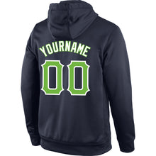 Laden Sie das Bild in den Galerie-Viewer, Custom Stitched Navy Neon Green-White Sports Pullover Sweatshirt Hoodie
