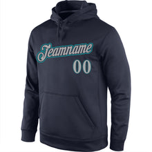 Load image into Gallery viewer, Custom Stitched Navy Gray-Aqua Sports Pullover Sweatshirt Hoodie
