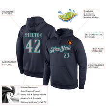 Load image into Gallery viewer, Custom Stitched Navy Gray-Aqua Sports Pullover Sweatshirt Hoodie
