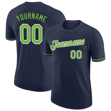 Load image into Gallery viewer, Custom Navy Neon Green-White Performance T-Shirt

