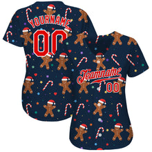 Laden Sie das Bild in den Galerie-Viewer, Custom Navy Red-White Christmas 3D Authentic Baseball Jersey
