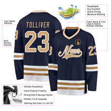 Load image into Gallery viewer, Custom Navy Old Gold-White Hockey Jersey
