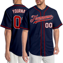Load image into Gallery viewer, Custom Navy Red-White Authentic Baseball Jersey
