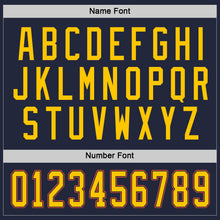 Load image into Gallery viewer, Custom Navy Gold-Orange Hockey Jersey
