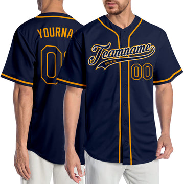 Custom Navy Navy-Gold Authentic Baseball Jersey