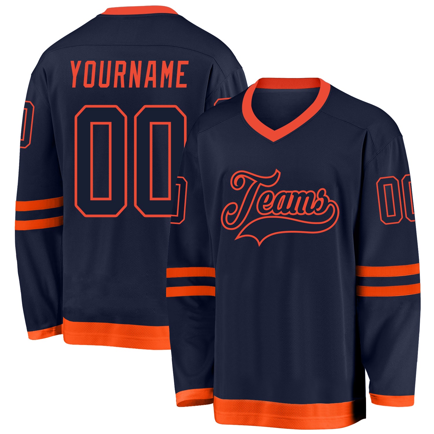 Cheap Custom Navy Navy-Orange Hockey Jersey Free Shipping