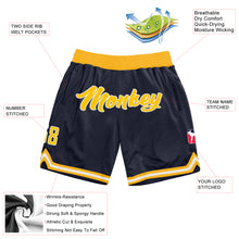 Загрузить изображение в средство просмотра галереи, Custom Navy Gold-White Authentic Throwback Basketball Shorts
