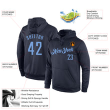 Load image into Gallery viewer, Custom Stitched Navy Light Blue Sports Pullover Sweatshirt Hoodie

