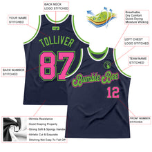Laden Sie das Bild in den Galerie-Viewer, Custom Navy Pink-Neon Green Authentic Throwback Basketball Jersey
