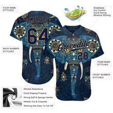 Load image into Gallery viewer, Custom Navy Navy-Old Gold 3D Pattern Design Elephant Authentic Baseball Jersey
