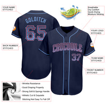 Load image into Gallery viewer, Custom Navy Light Blue-Red Authentic Drift Fashion Baseball Jersey
