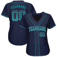 Load image into Gallery viewer, Custom Navy Teal-Gray Authentic Drift Fashion Baseball Jersey
