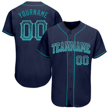 Load image into Gallery viewer, Custom Navy Teal-Gray Authentic Drift Fashion Baseball Jersey
