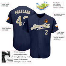 Load image into Gallery viewer, Custom Navy Vegas Gold-White Authentic Baseball Jersey
