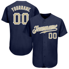 Load image into Gallery viewer, Custom Navy Vegas Gold-White Authentic Baseball Jersey
